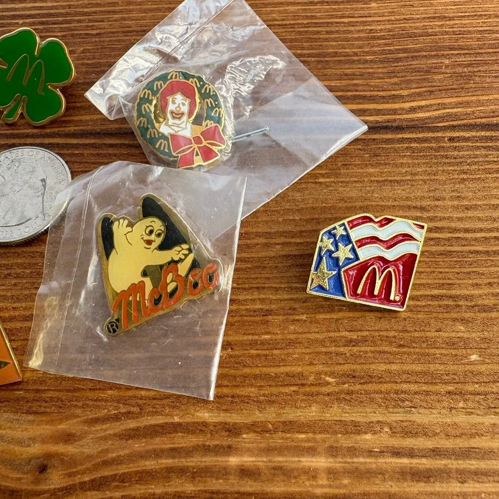Vintage McDonald's Holiday Enamel Lapel Pin Lot Christmas Halloween Thanksgiving